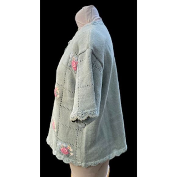 Colter Bay International Vintage Sweater Sz. L Hand Loomed Floral Grandma - Picture 8 of 16